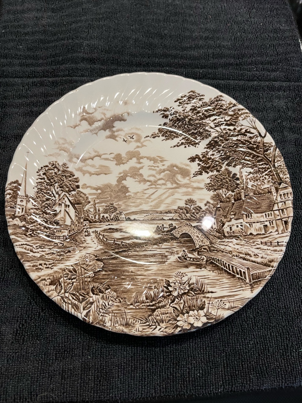 Country Days by Ridgway Staffordshire- Scenic Brown Transferware Dinner Plate